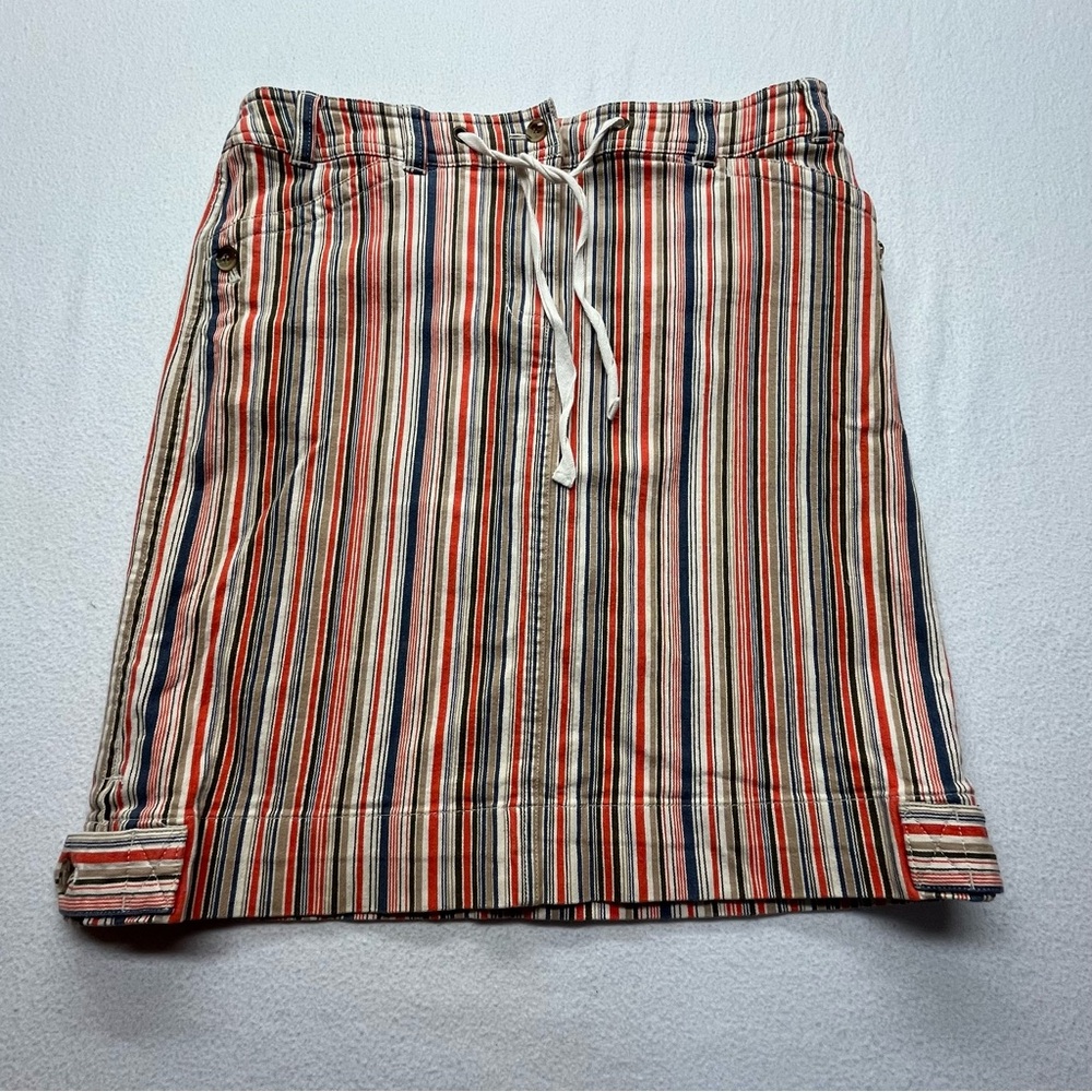 JONES NEW YORK SPORT Mini Skirt Women's 6 Stretch Striped Drawstring Multicolor